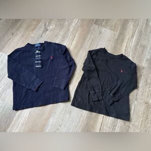 Polo Ralph Lauren Kids Toddler 4 4T Navy Black Long Sleeve Shirts Set of Two